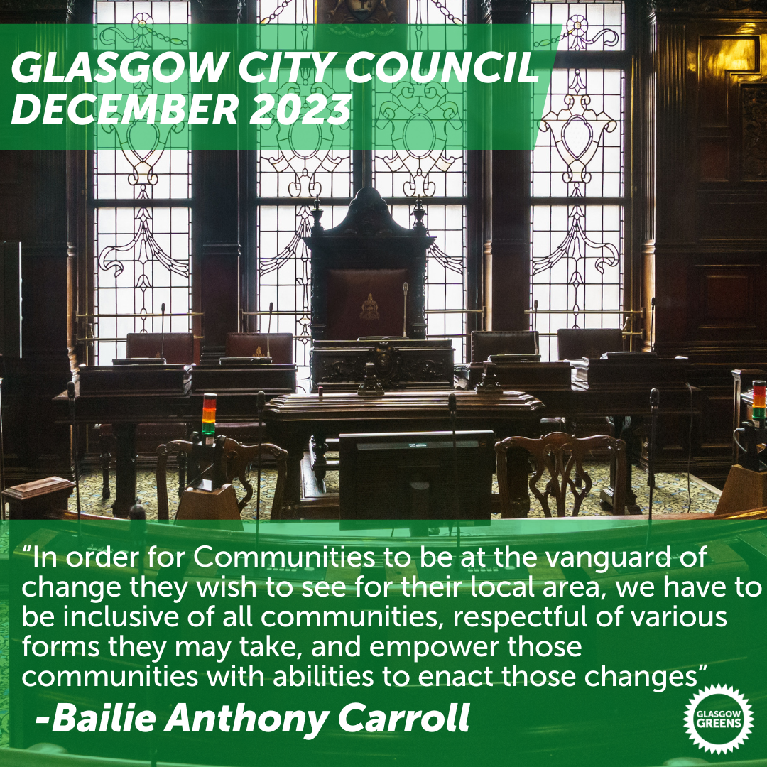 Anthony Carroll Quote Dec 2023 In order for Communities to be at the vanguard of change they wish to see for their local area, we have to be inclusive of all communities, respectful of various forms they may take, and empower those communities with abilities to enact those changes